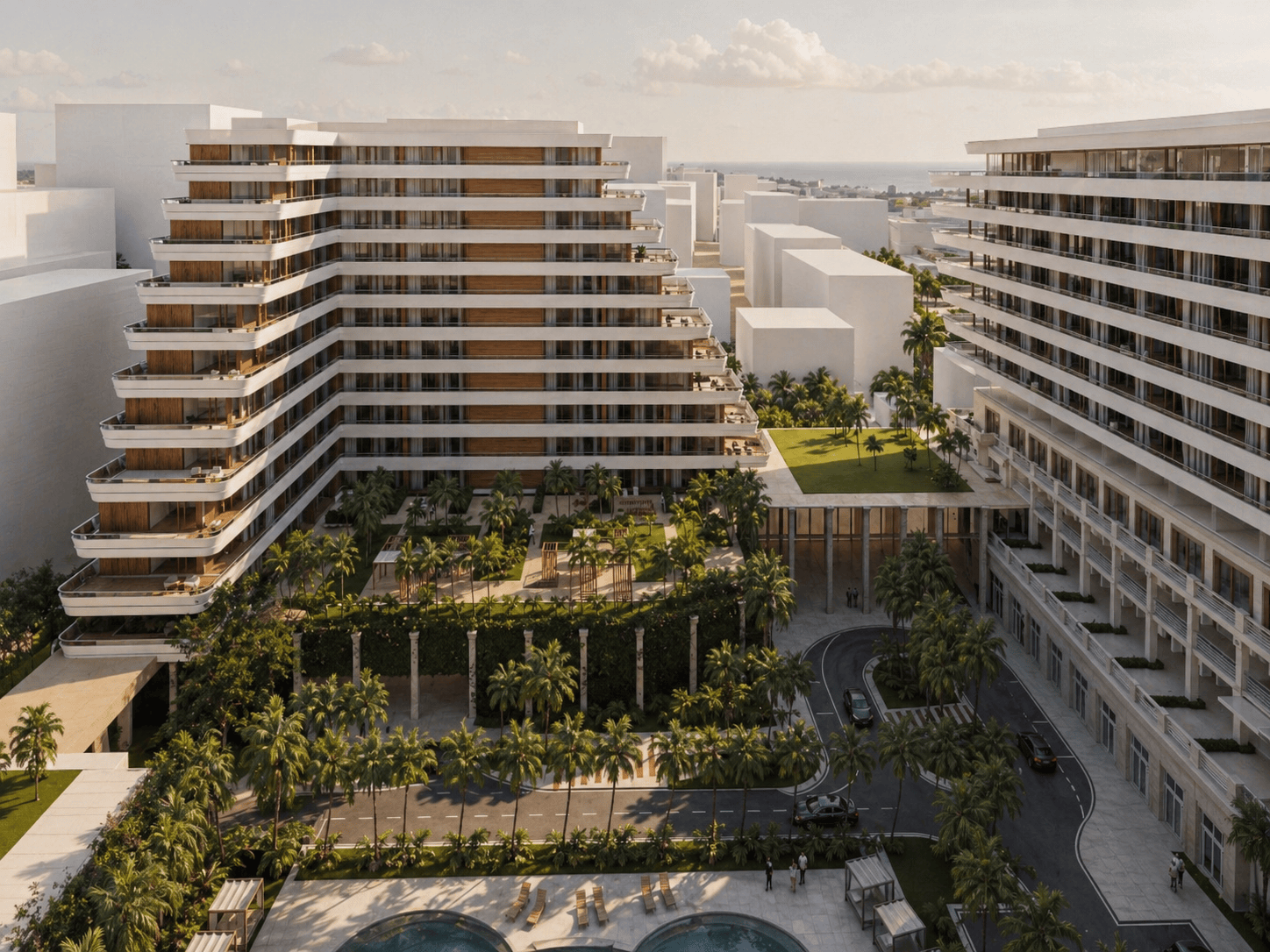 Adriatik Residences east facade — sea-facing balconies overlooking the Adriatic